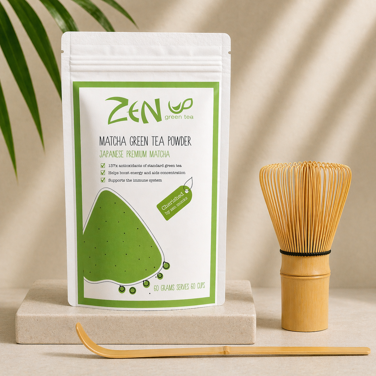 Matcha Tea Set (60g Tea, Whisk, Scoop)