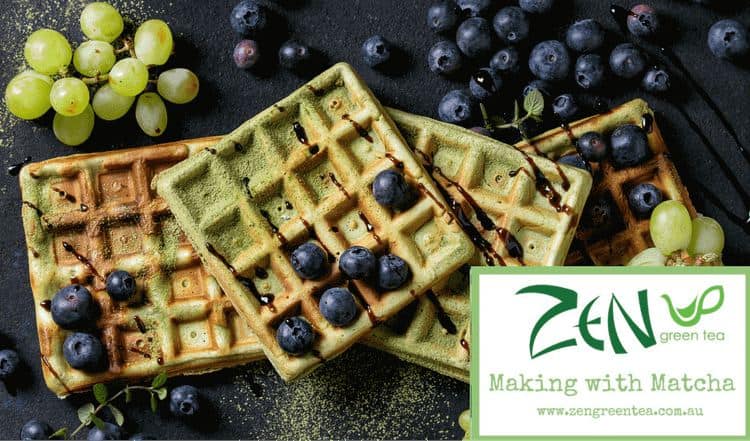 Matcha Blueberry Waffles