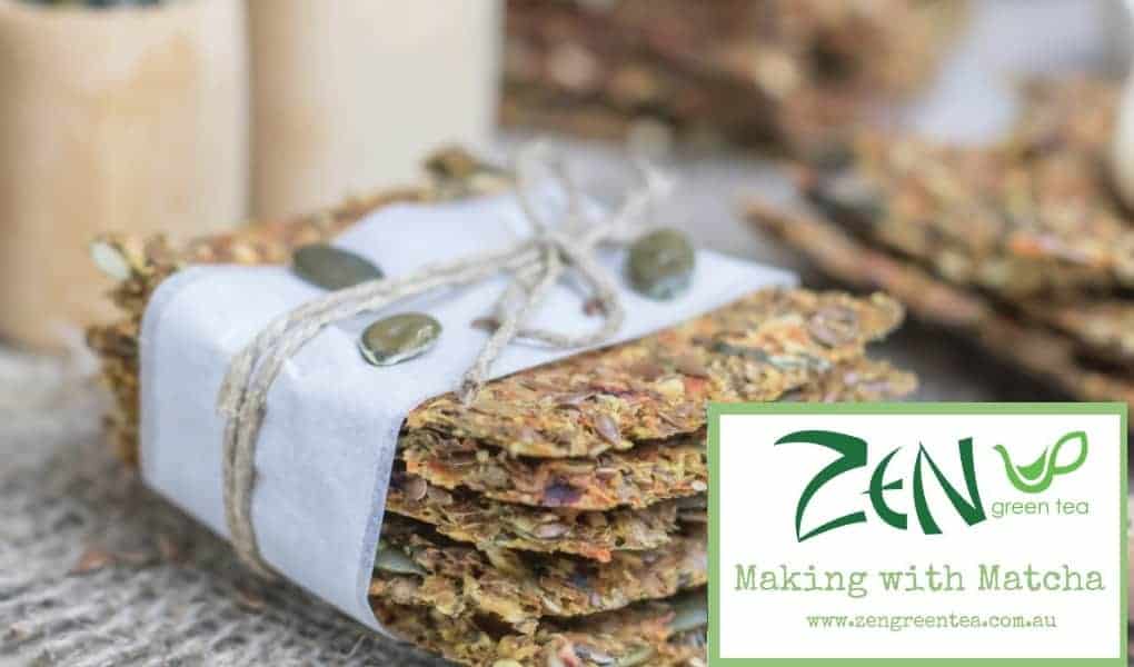 Homemade Flaxseed Crackers With Matcha Green Tea or Turmeric