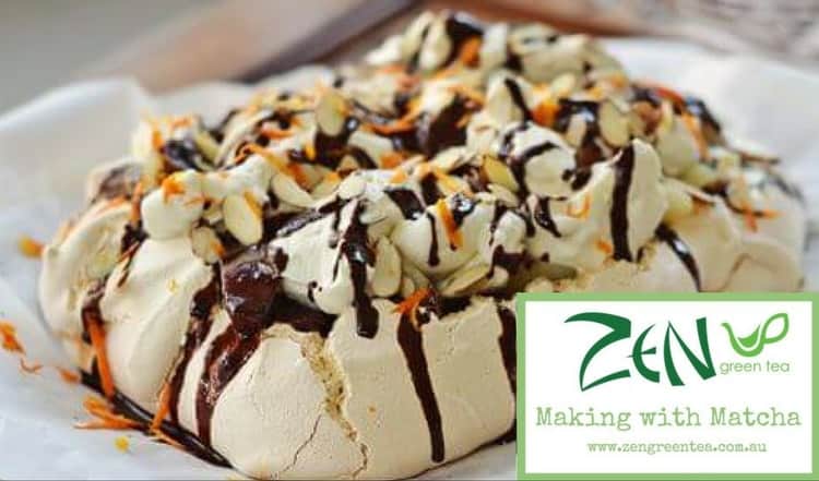 Easy Matcha, Pear, and Chocolate Pavlova Recipe