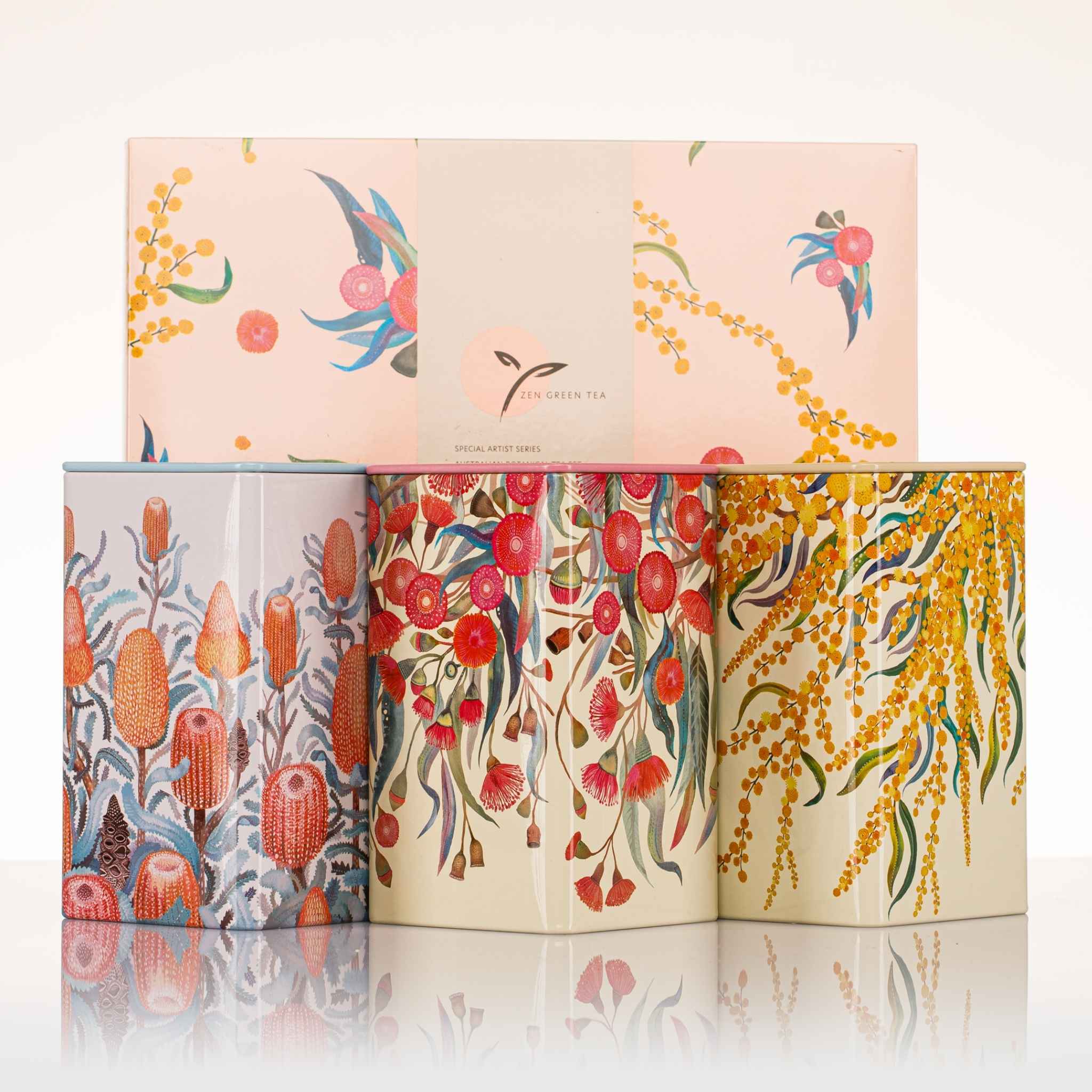Zen Green Tea Organic Herbal Tea Gift Set 3 Tins 60 Tea Bags