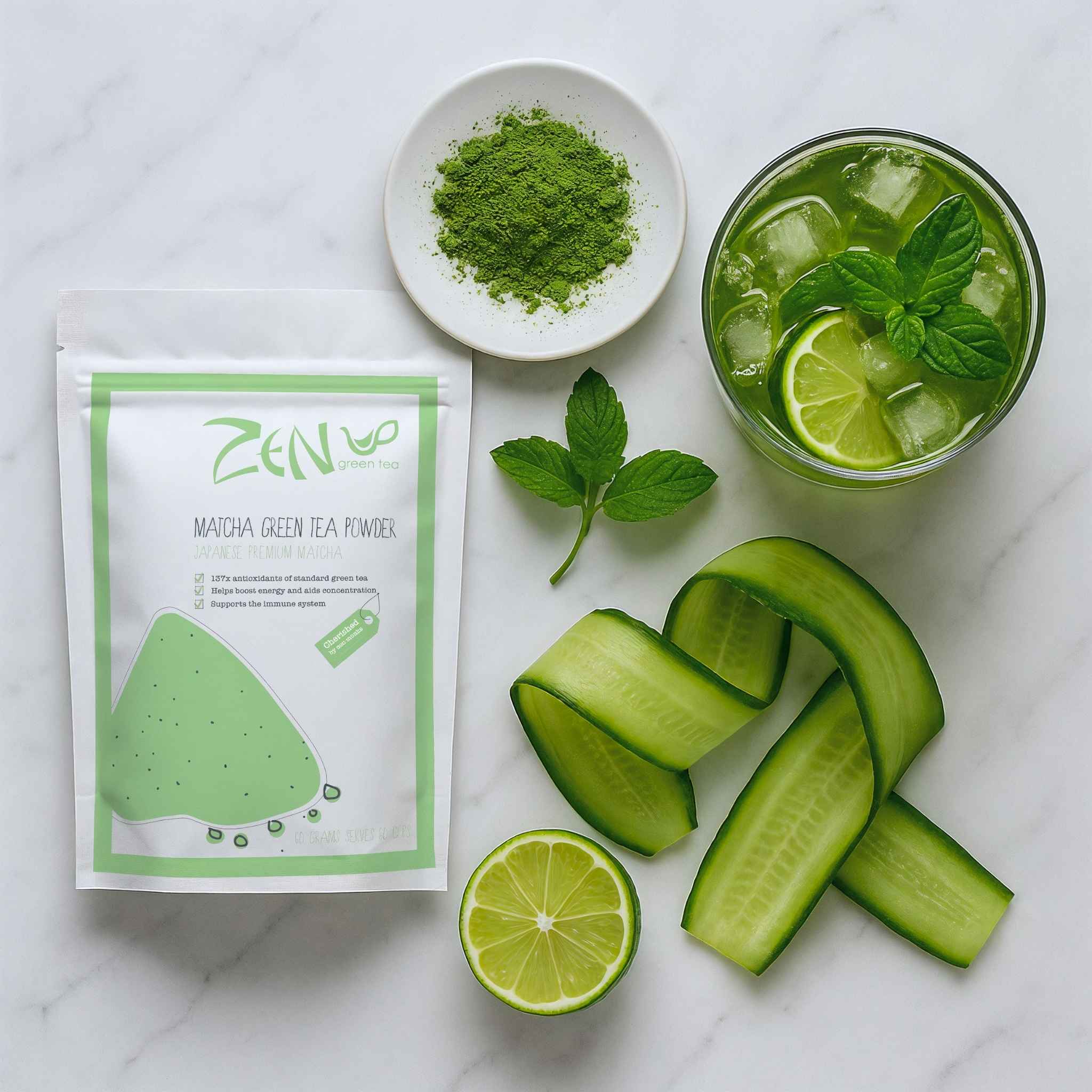 Iced matcha green tea powder Zen Green Tea